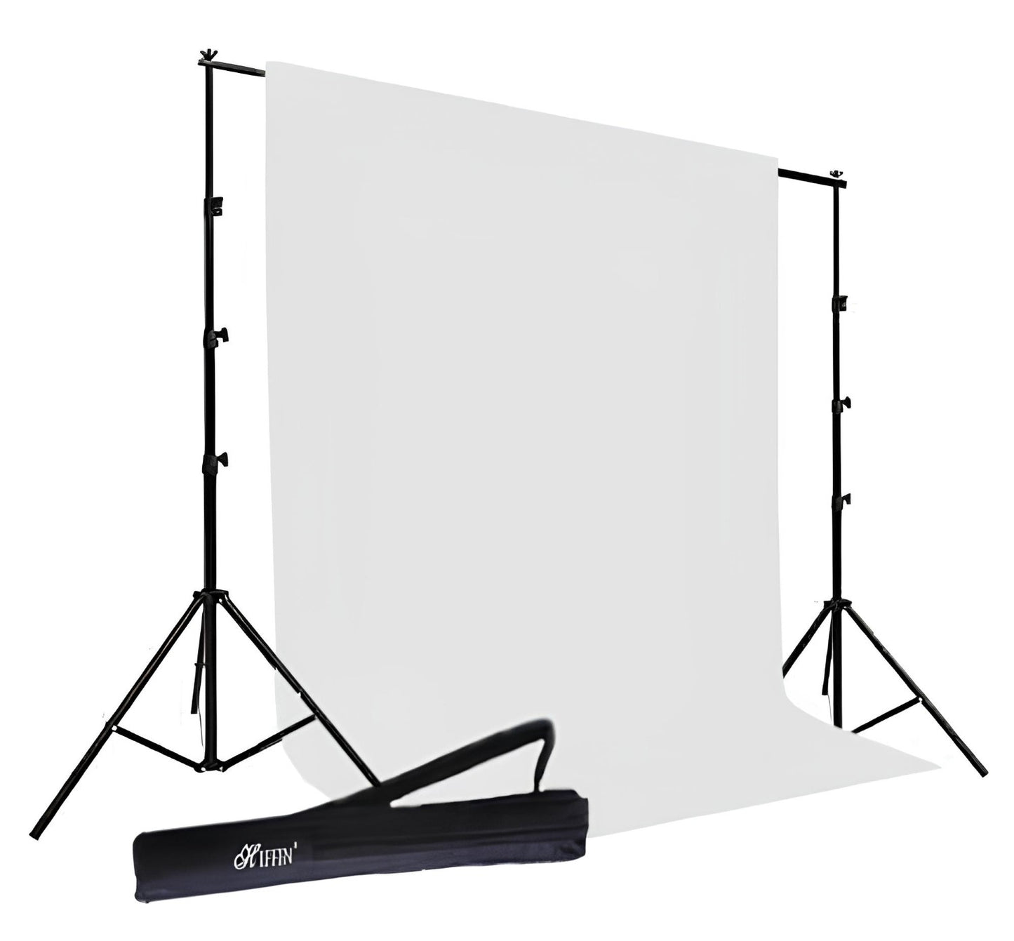 HIFFIN Photography Backdrop Stand Kit with (8*12) White Muslin Curtain