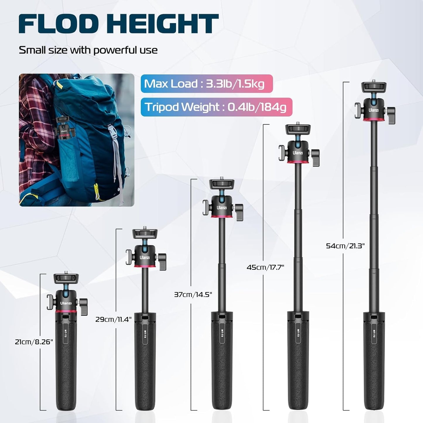 ULANZI MT-73 Extension Pole Tripod, Selfie Stick for Vlogging Cameras