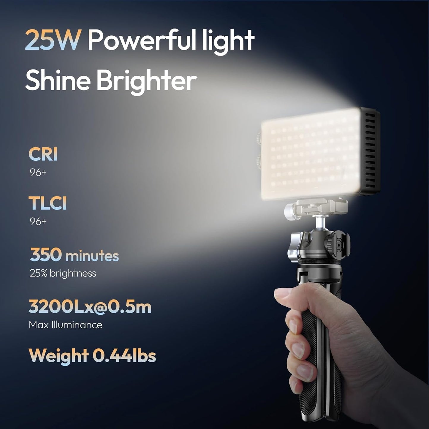 ULANZI PL25 25W LED Video Light, Mini Bi-Color Panel 3200Lux CRI≥96 2700K-6500K