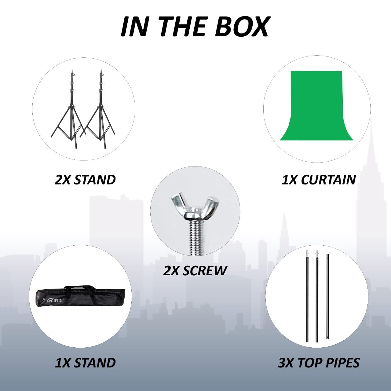 HIFFIN 8x12 FT Green Screen with 9x9 FT Stand & Carry Bag