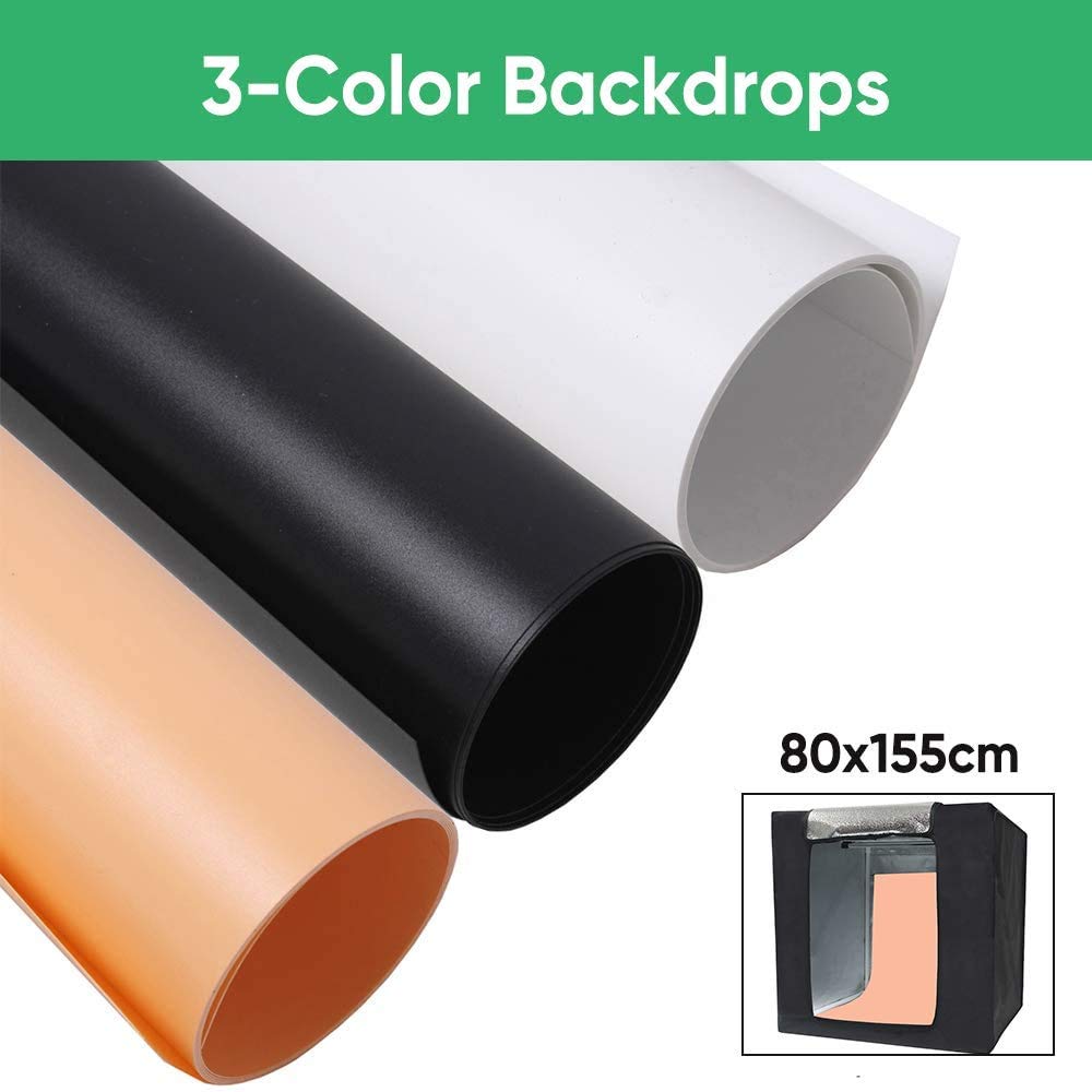 HIFFIN® 32"/80CM Photo Studio Light Box Shooting Tent, Adjustable 126 LED Panel Light Bulbs with Table Top Softbox Cube, 3 Colors Backdrops(Black...