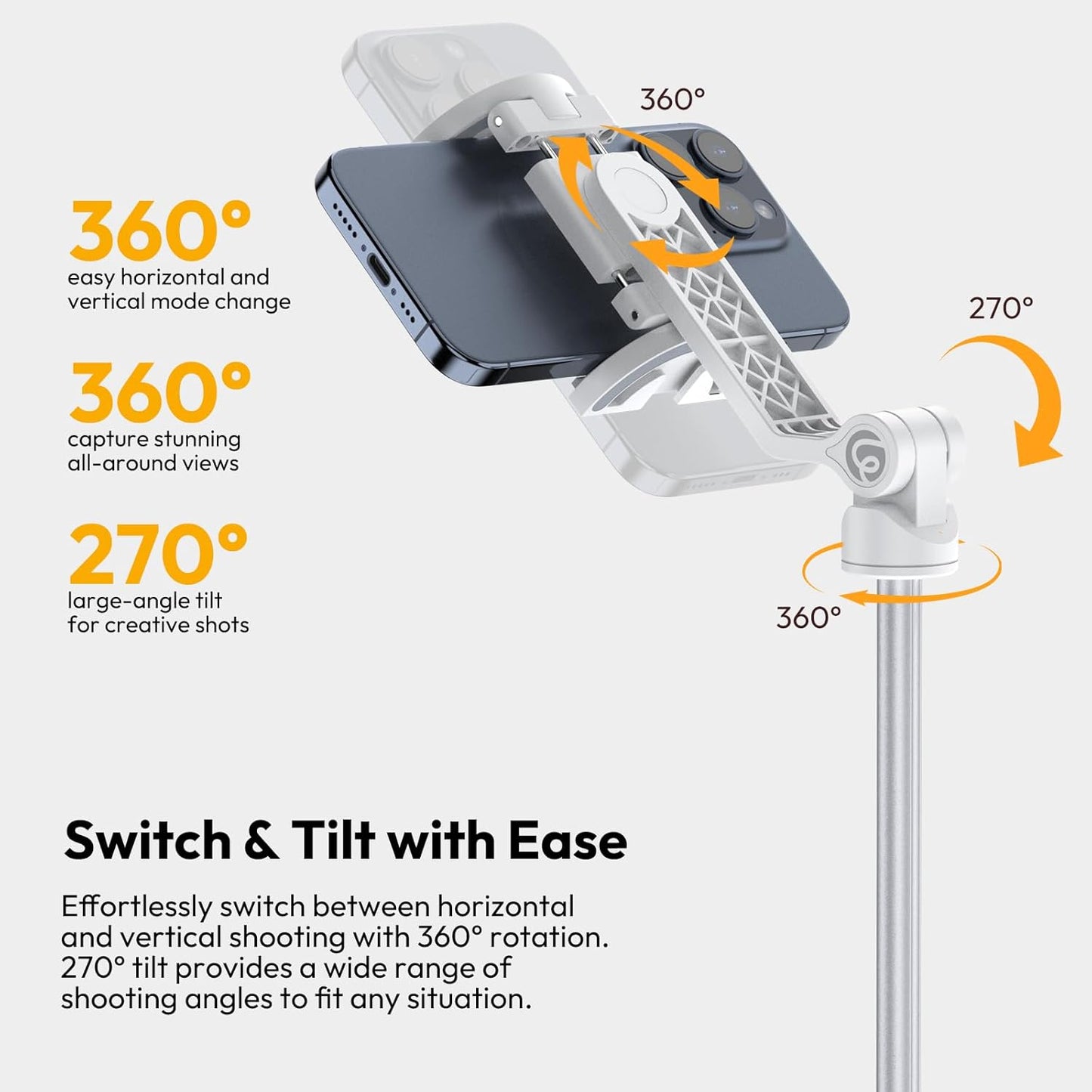 ULANZI TT88 Magnetic Tripod 57" Selfie Stick w/ Remote & Cold Shoes - White