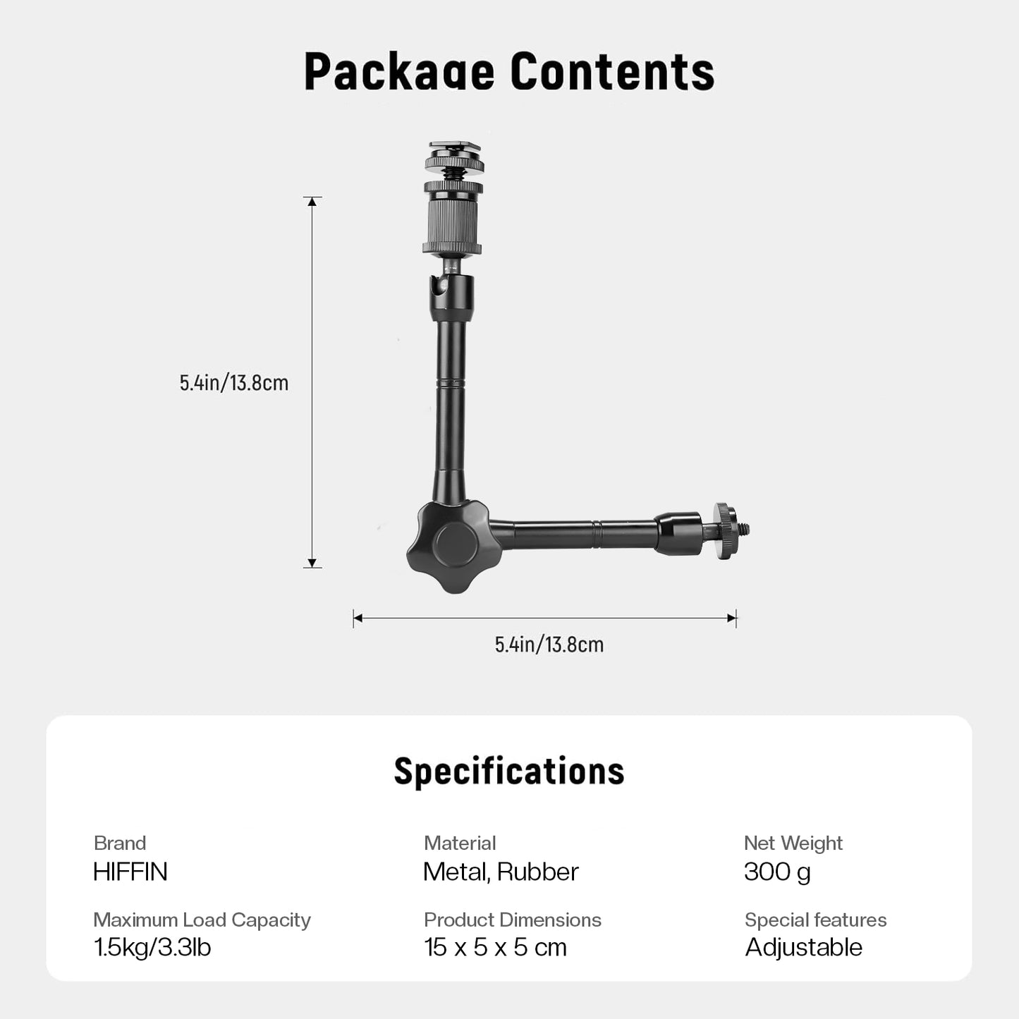 HIFFIN® Magic arm11 Inch Adjustable Friction Articulating Magic 1/4-inch Hot Shoe Connector Arm for LCD Monitor LED Camera