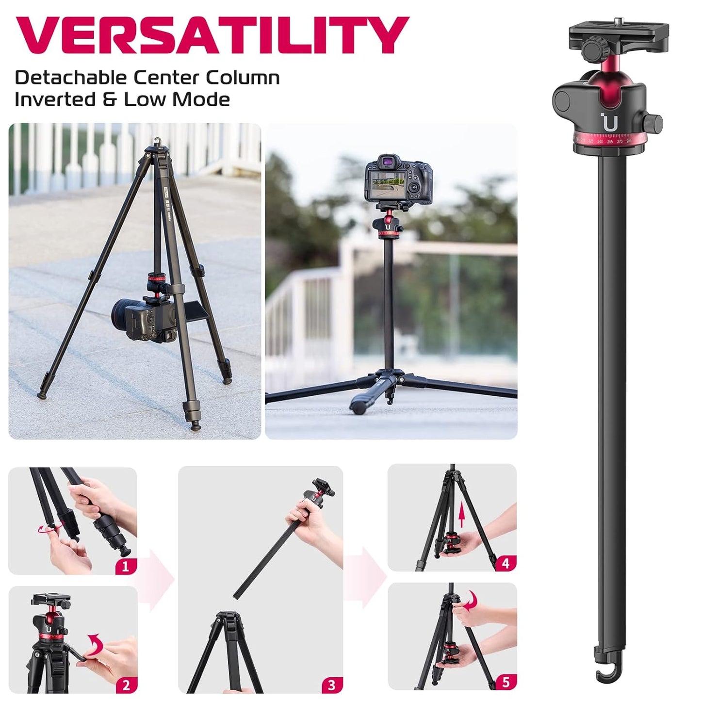 ULANZI MT-55 Travel Tripod Stand for DSLR & Smartphone, Ombra