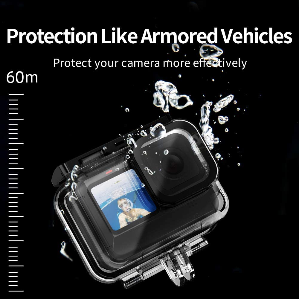 HIFFIN® Waterproof Housing Case for GoPro Hero 9 Black(2020), 196FT/60M Waterproof Case Diving Protective Housing Shell for GoPro Action Camera