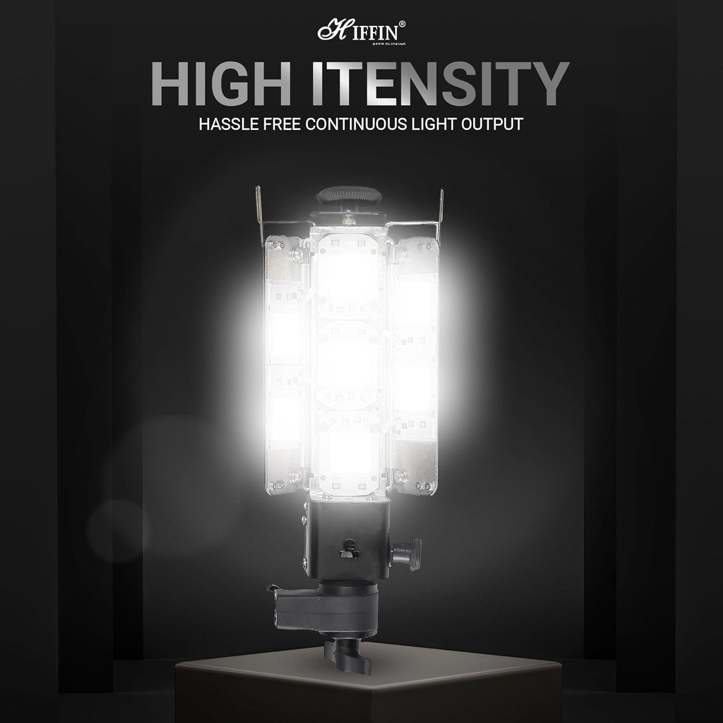 HIFFIN Warm White Porta LED 7 Panel Light Low Power Consuming LED Panels 350Watt (7 X 50w) High Intensity Warm White (Yellow/Kelvin) Light for Photo Video Indoor Outdoor Shoot