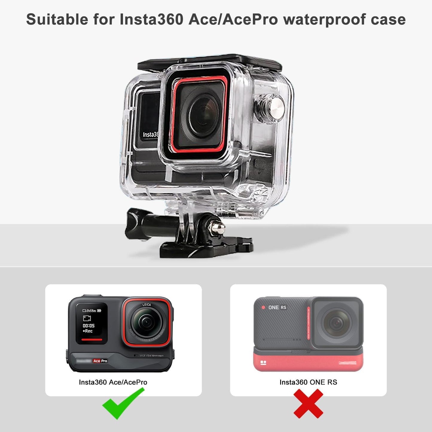 HIFFIN 60M(197ft) Waterproof Housing Case Compatible with Insta360 Ace Pro, Accessories for Insta 360 Ace Pro Waterproof Case, Protective Underwater Dive Housing Shell with Bracket Accessories