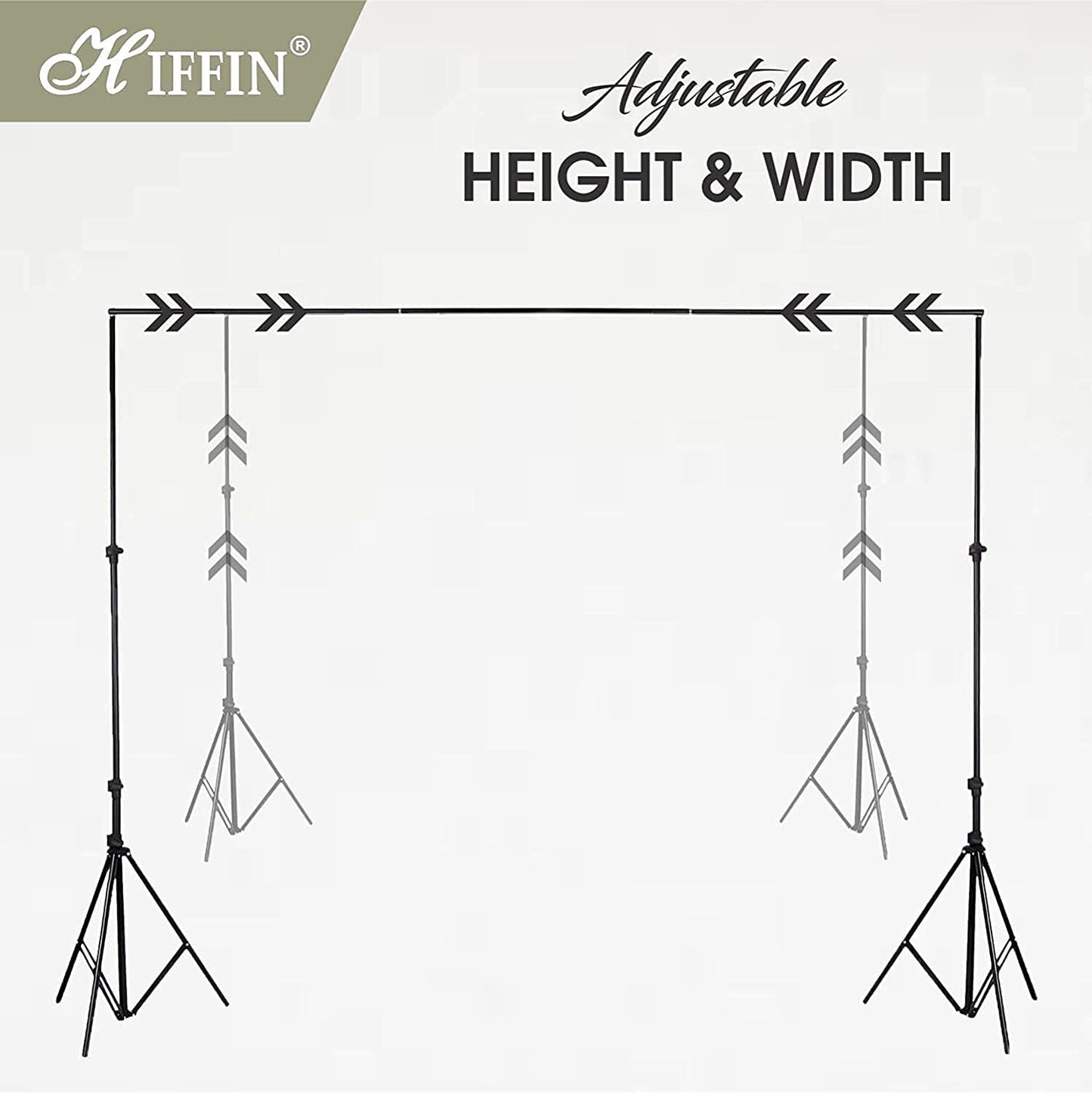 HIFFIN Photography Backdrop Stand Kit (9ft*9ft) with Black (8*12) Muslin Support System