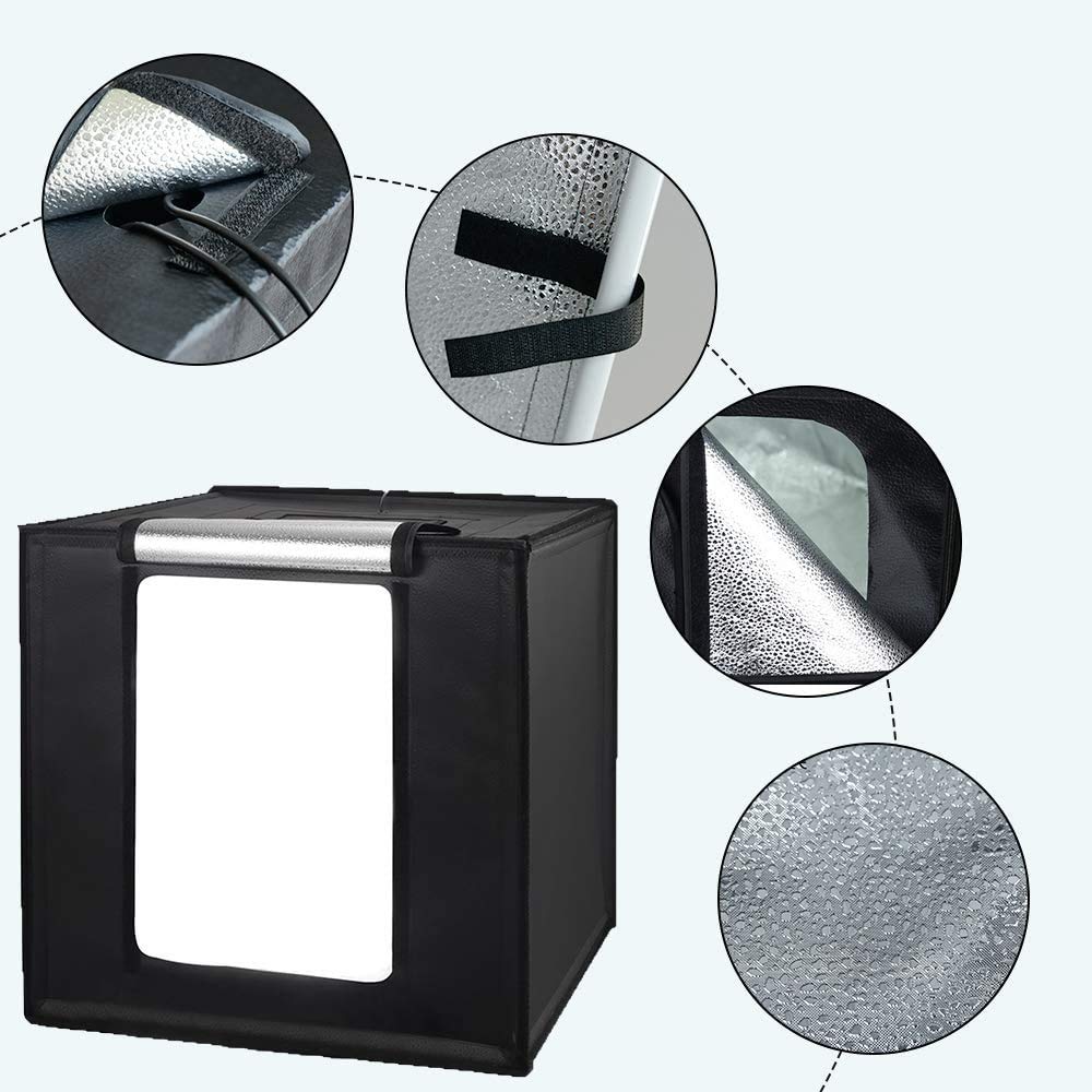 HIFFIN® 32"/80CM Photo Studio Light Box Shooting Tent, Adjustable 126 LED Panel Light Bulbs with Table Top Softbox Cube, 3 Colors Backdrops(Black...