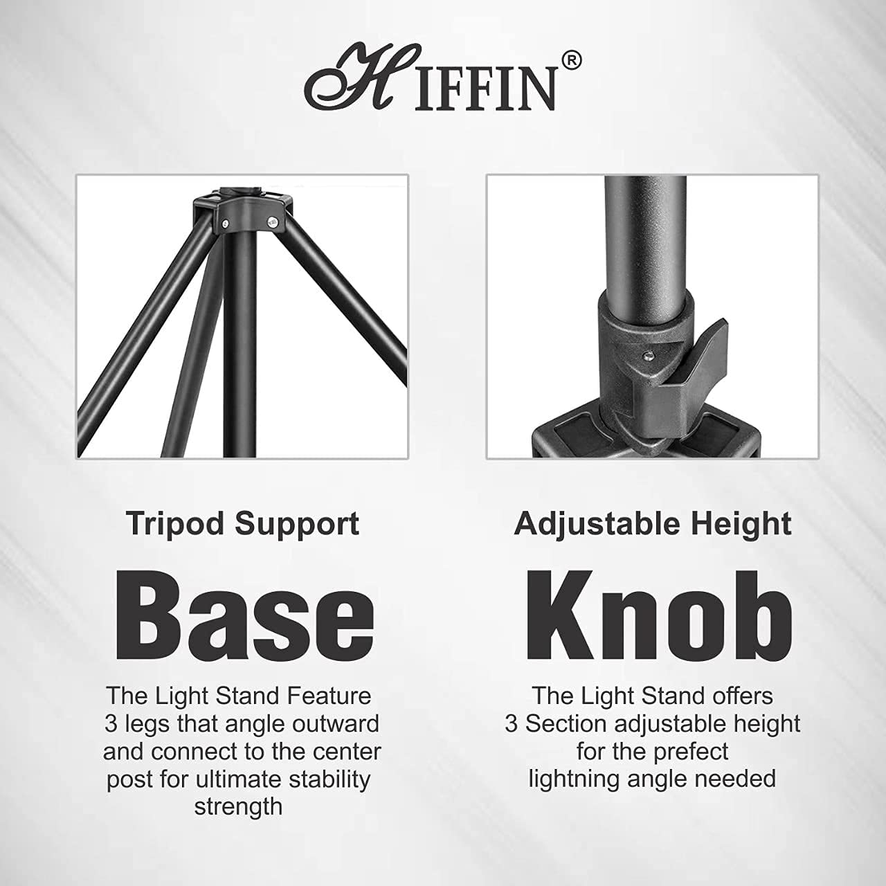 HIFFIN® Light Stand Kit - 9 feet (2 Light Stands) Metal Colour Black 9 feet, Portable & Foldable, Indoor & Outdoor Shoot, Heavy Duty, Photography & Videography