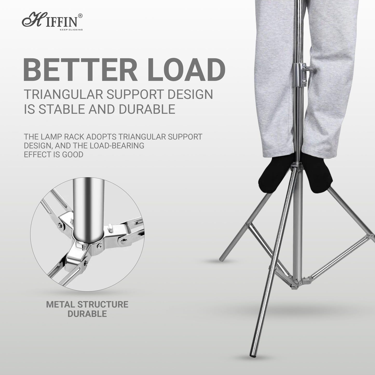 HIFFIN Stainless Steel Heavy Duty 99.06-279.4 CM Adjustable Light Stand with 0.635 CM to 0.9525 CM Universal Adapter for Studio Monolights, Softbox, and More Equipment