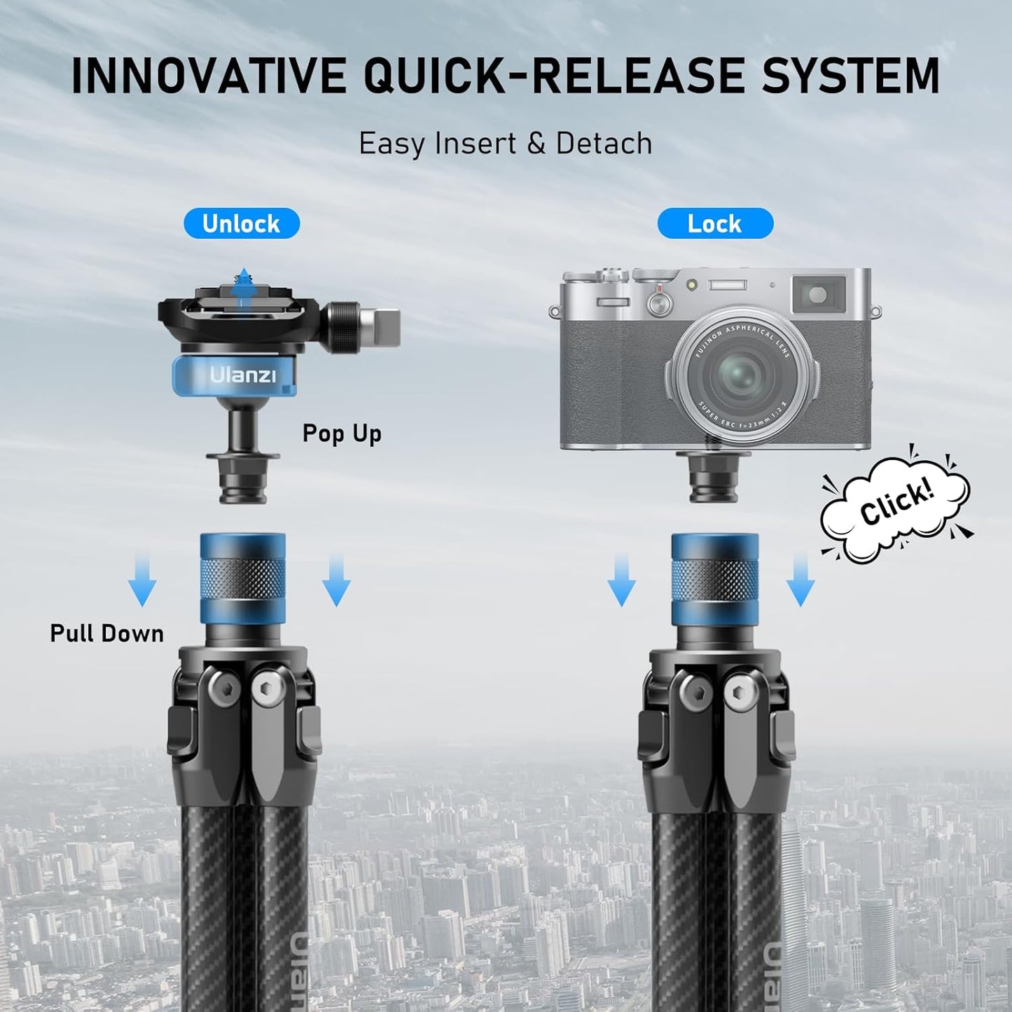 Ulanzi TT35 57.48" Carbon Fiber Tripod Kit w/ Hiking Poles & QR