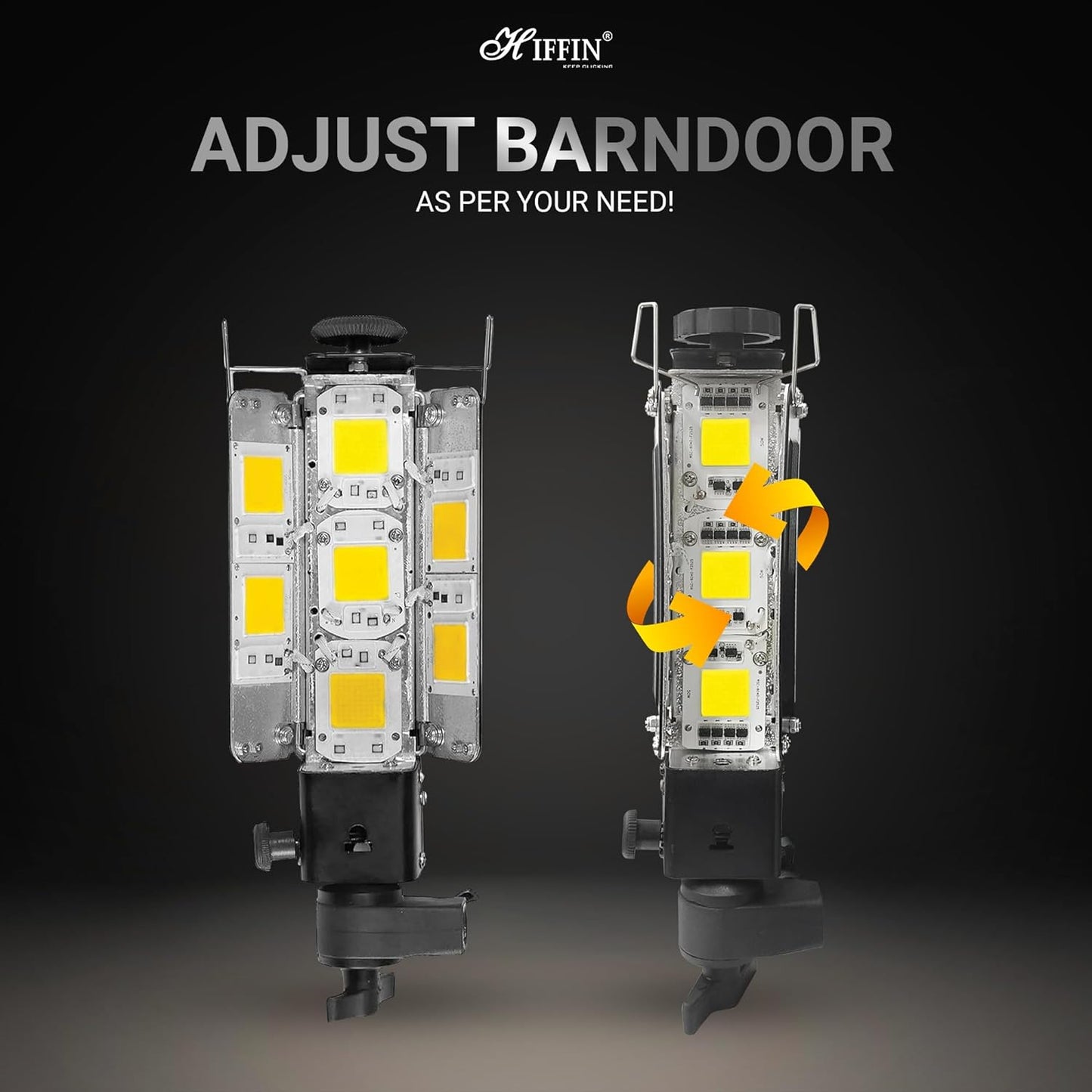 HIFFIN Warm White Porta LED 7 Panel Light Low Power Consuming LED Panels 350Watt (7 X 50w) High Intensity Warm White (Yellow/Kelvin) Light for Photo Video Indoor Outdoor Shoot
