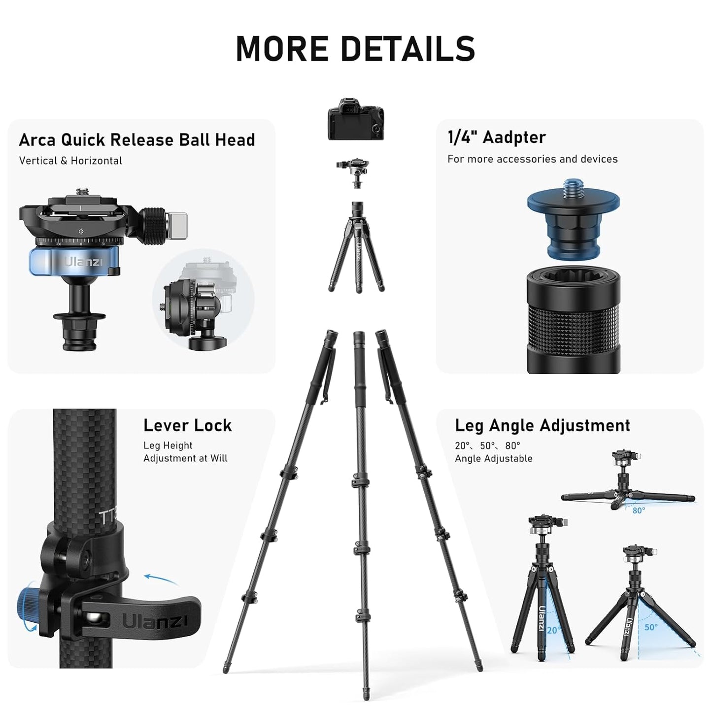 Ulanzi TT35 57.48" Carbon Fiber Tripod Kit w/ Hiking Poles & QR