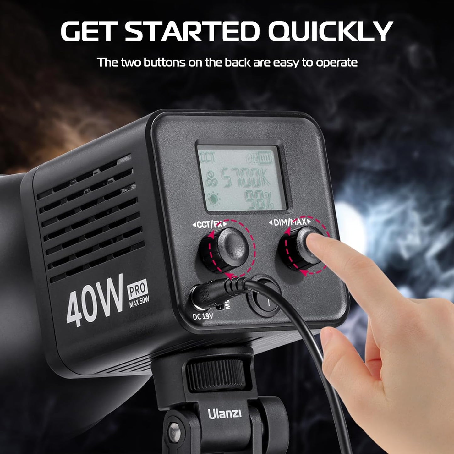 40W Pro LED Video Light 2500K-6500K, Dual Color, COB