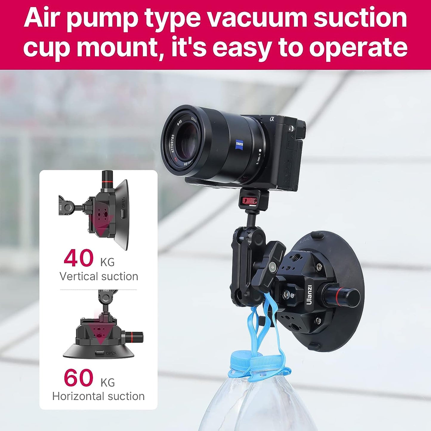 Ulanzi SC-02 Strong Suction Cup Mount Magic Arm for DSLR/GoPro Video Shooting