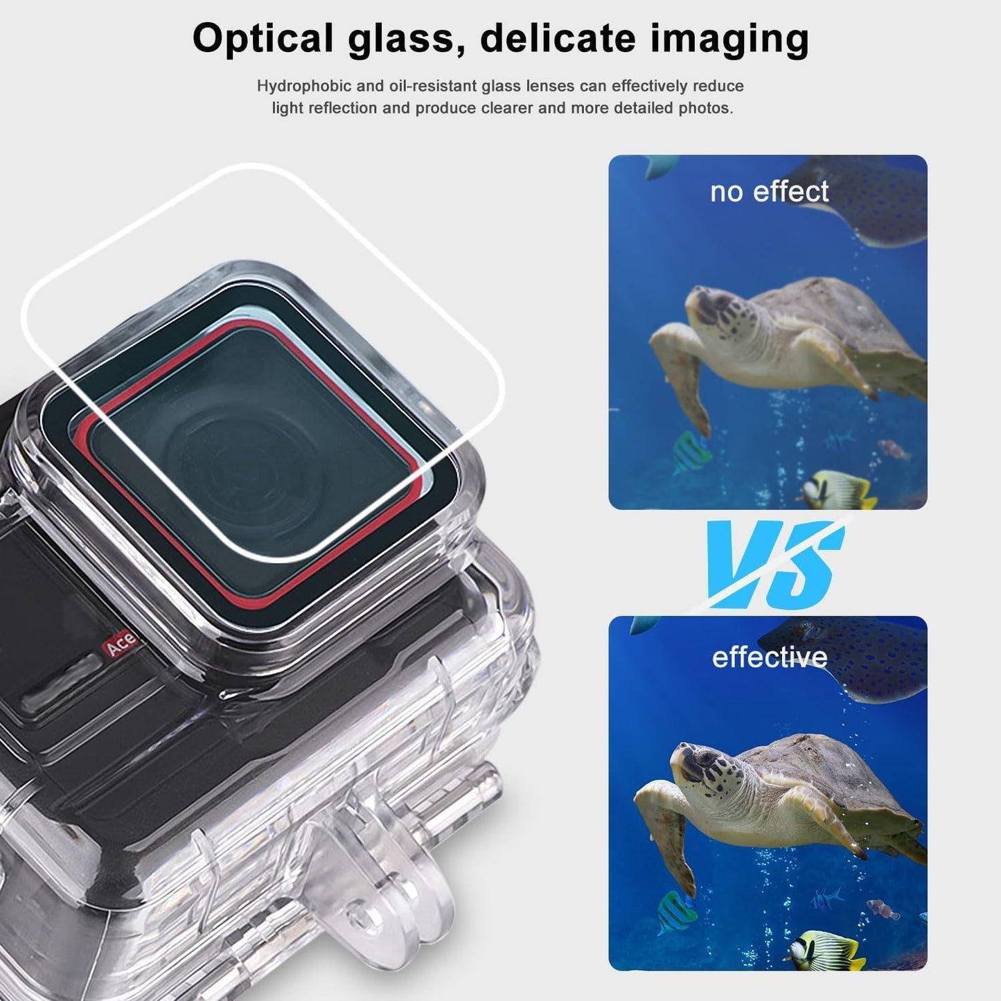 HIFFIN 60M(197ft) Waterproof Housing Case Compatible with Insta360 Ace Pro, Accessories for Insta 360 Ace Pro Waterproof Case, Protective Underwater Dive Housing Shell with Bracket Accessories