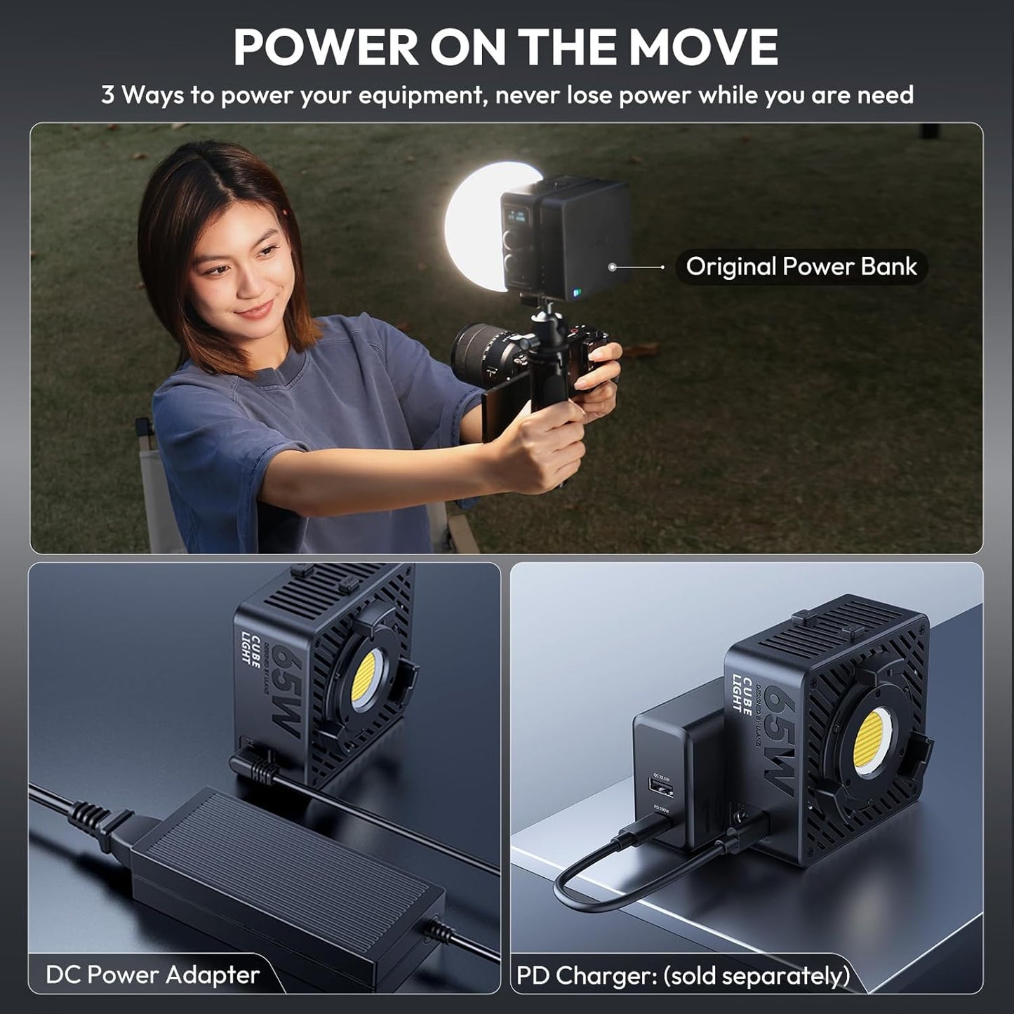 ULANZI EC65 65W Mini Bi-Color LED Video Light, 2700K-6500K, APP Ctrl