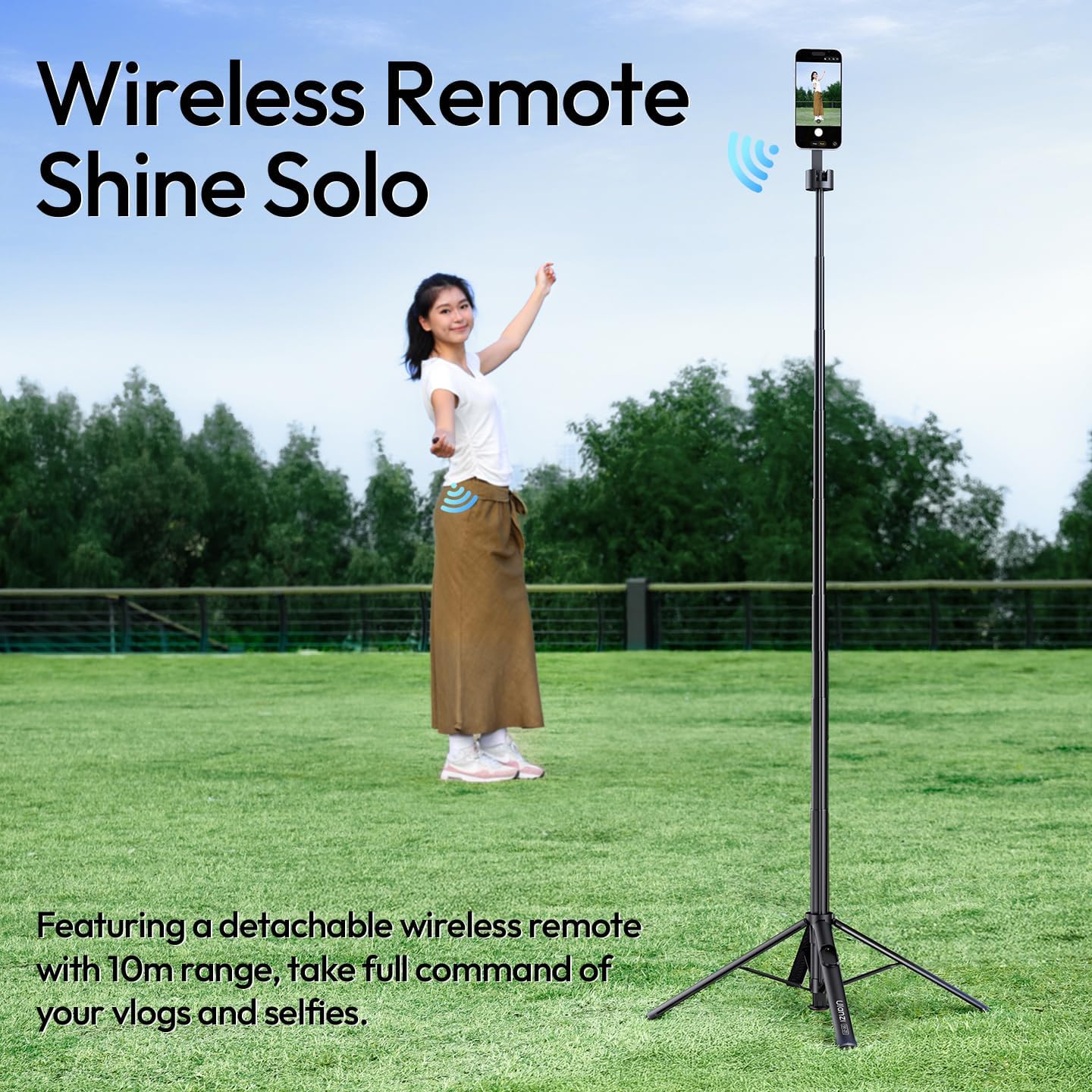 ULANZI SK-21, 71'' Magnetic Selfie Stick Tripod w Remote, Auto Open