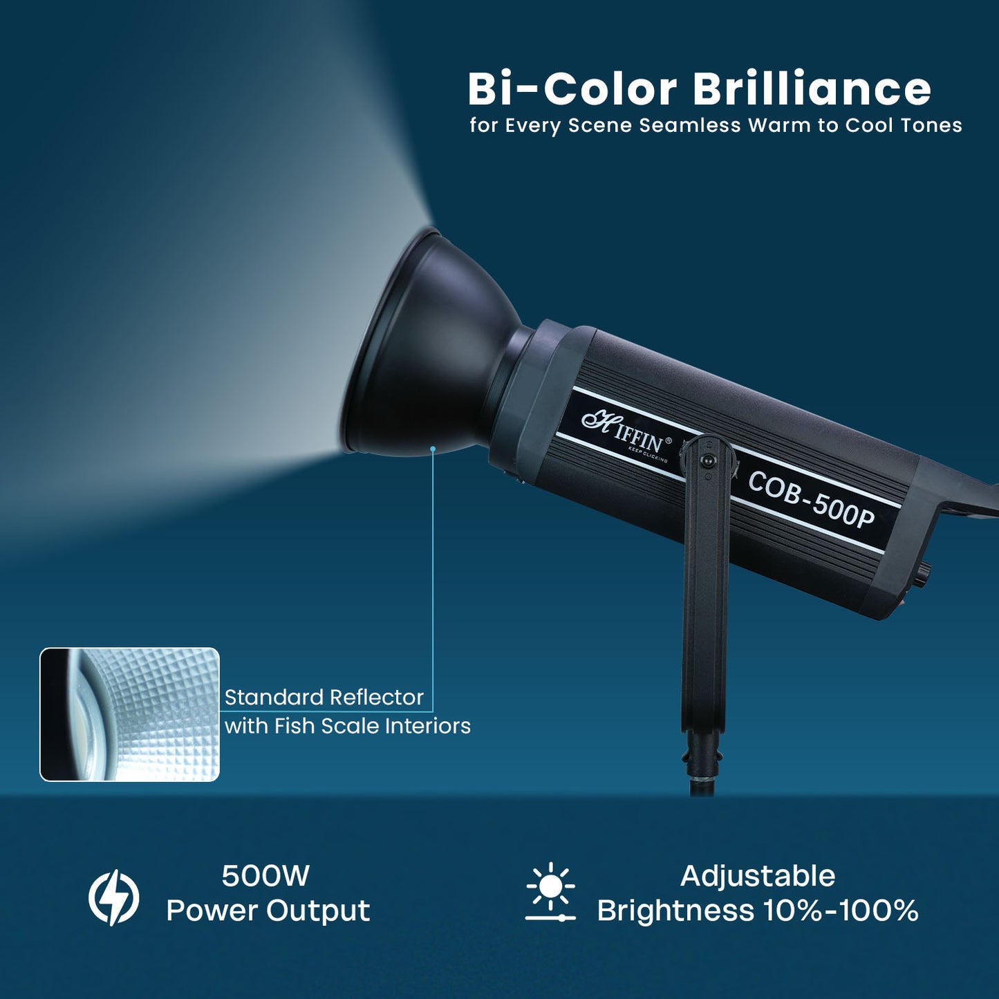 500 Watt Continuous Light For Photography, 2800-6800 CCT, 9FX MODE, 10-100% Brightness | Remote Control