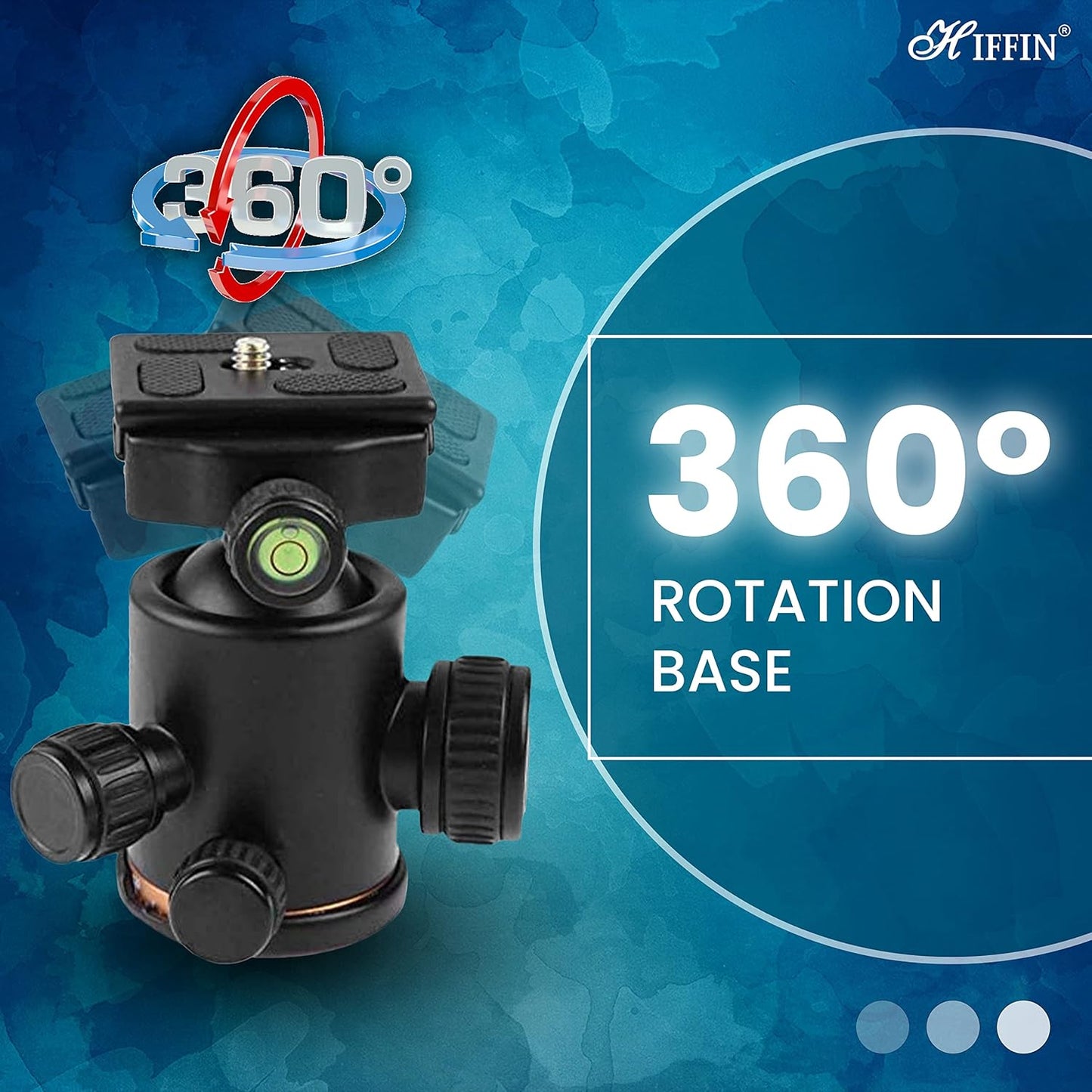 HIFFIN®Professional Metal 360 Degree Rotating Panoramic Ball Head with 1/4 inch Quick Release Plate and Bubble Level,up to 17.6pounds/8kilograms,for Tripod,Monopod,Slider,DSLR Camera,Camcorder