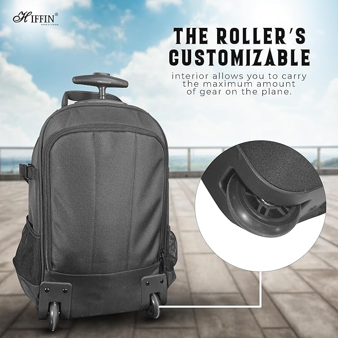 Hiffin 2-in-1 Convertible Backpack Rolling Case for Cameras and Gear with Great Capacity, User-Friendly Design, and Durable Waterproof Construction - Travel in Style and Convenience!
