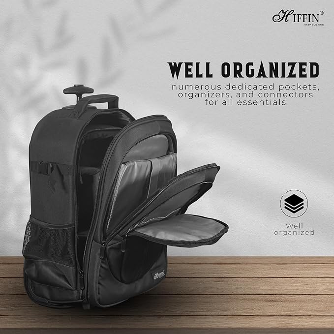 Hiffin 2-in-1 Convertible Backpack Rolling Case for Cameras and Gear with Great Capacity, User-Friendly Design, and Durable Waterproof Construction - Travel in Style and Convenience!