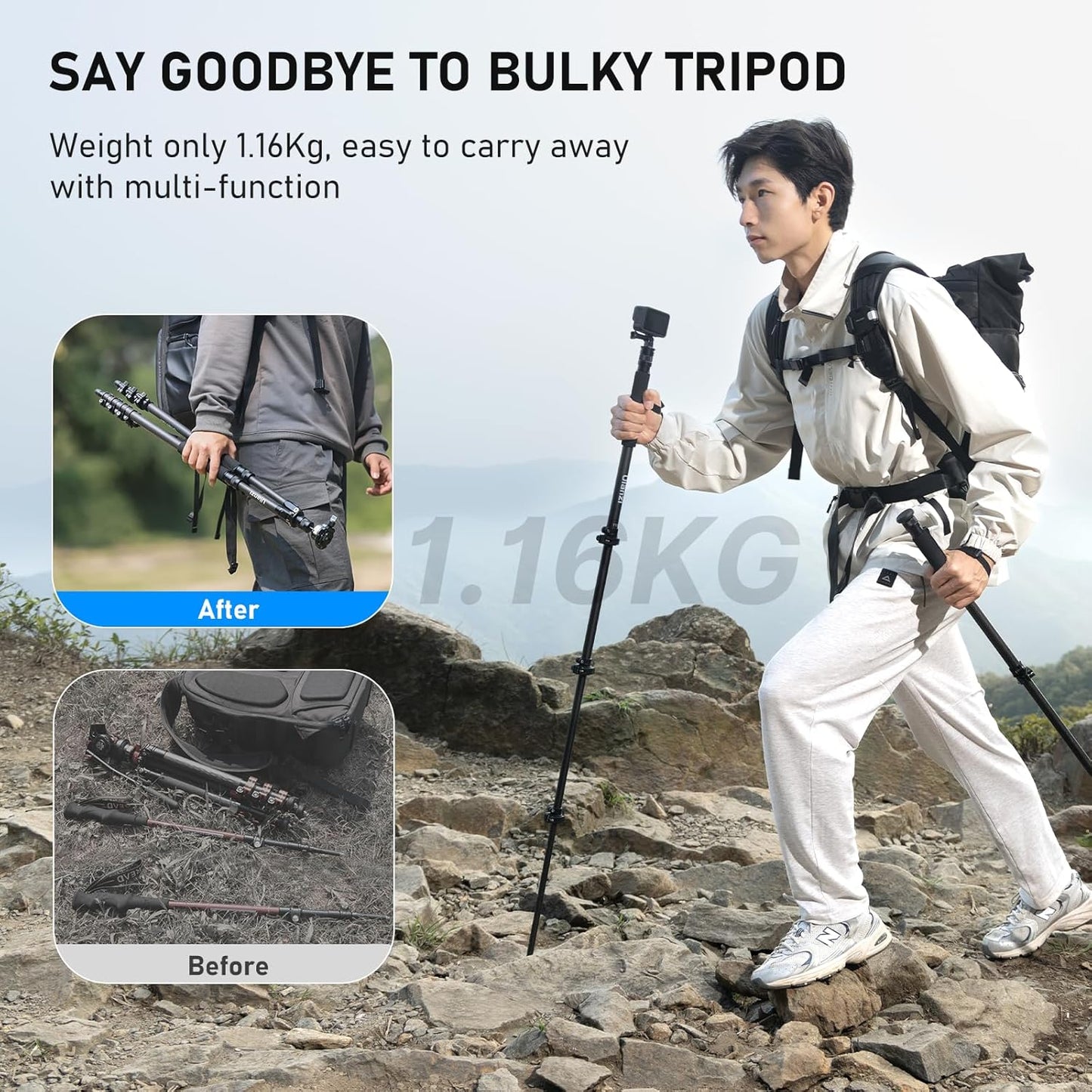 Ulanzi TT35 57.48" Carbon Fiber Tripod Kit w/ Hiking Poles & QR