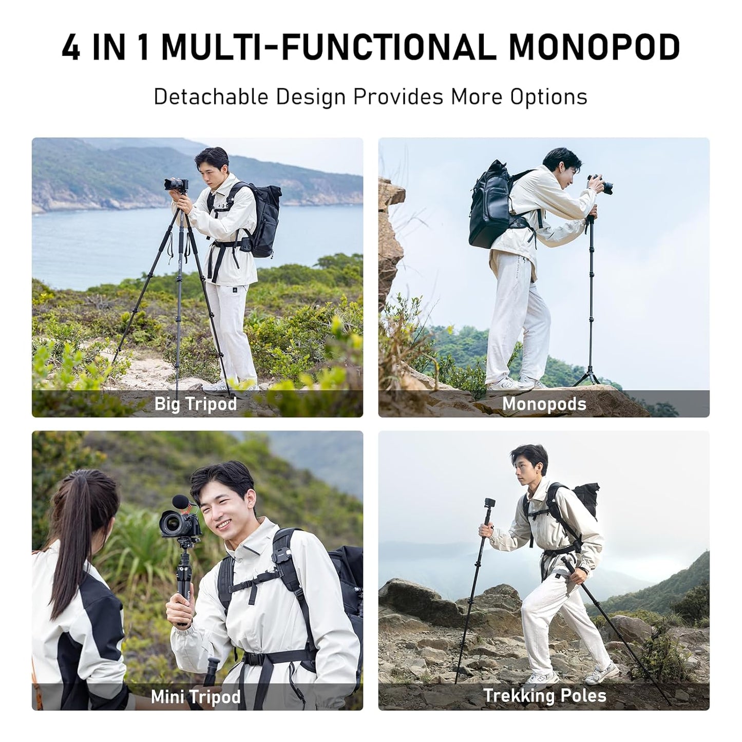 Ulanzi TT35 57.48" Carbon Fiber Tripod Kit w/ Hiking Poles & QR