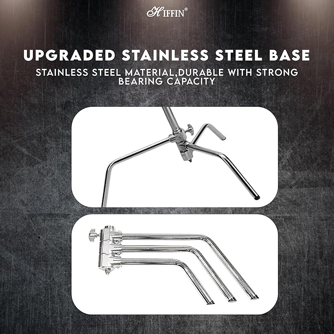 HIFFIN C Stand | 9.5 ft Steel Light C-Stand | 40-inch Detachable Base | C Stand with Grip Kit and Extension Arm |