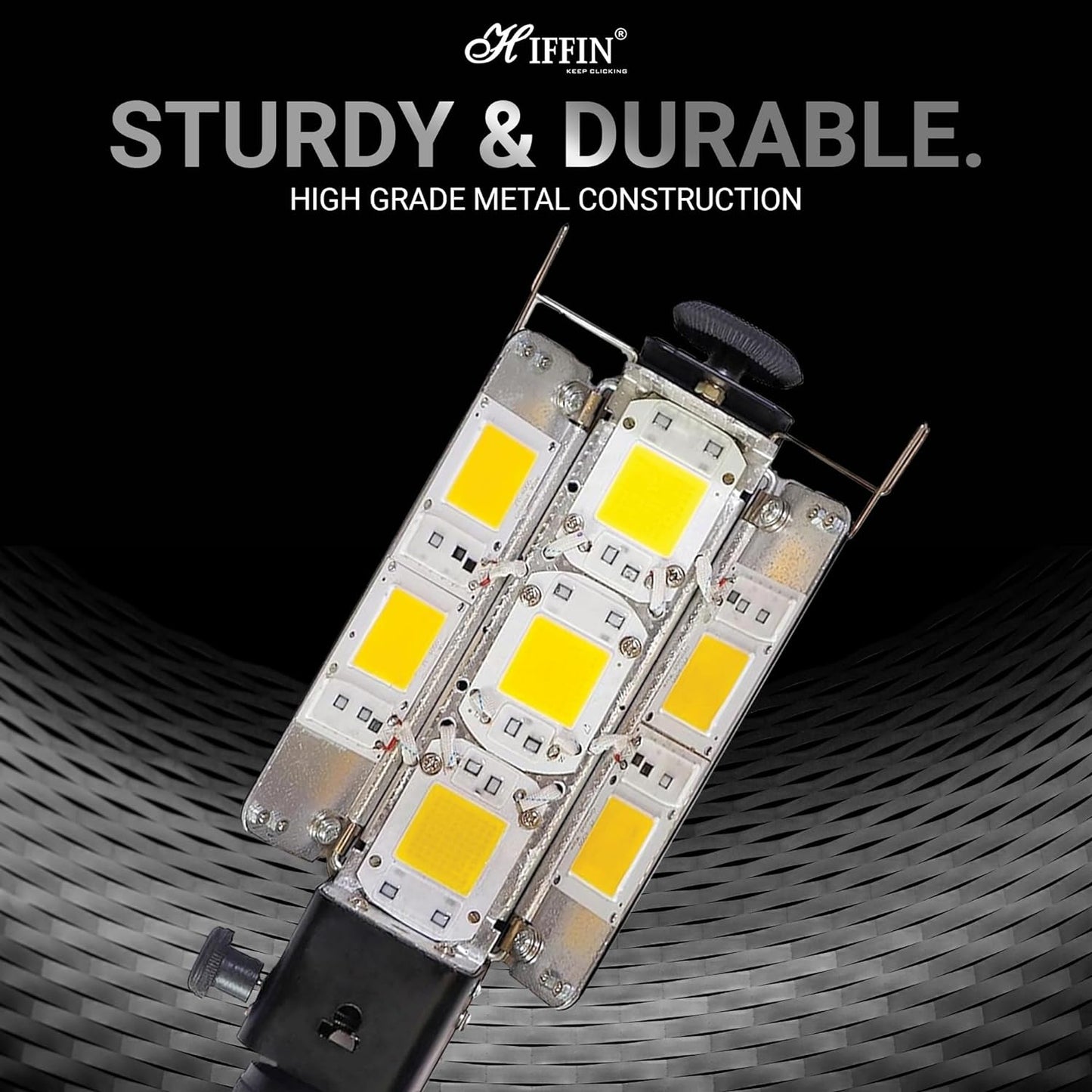 HIFFIN Warm White Porta LED 7 Panel Light Low Power Consuming LED Panels 350Watt (7 X 50w) High Intensity Warm White (Yellow/Kelvin) Light for Photo Video Indoor Outdoor Shoot