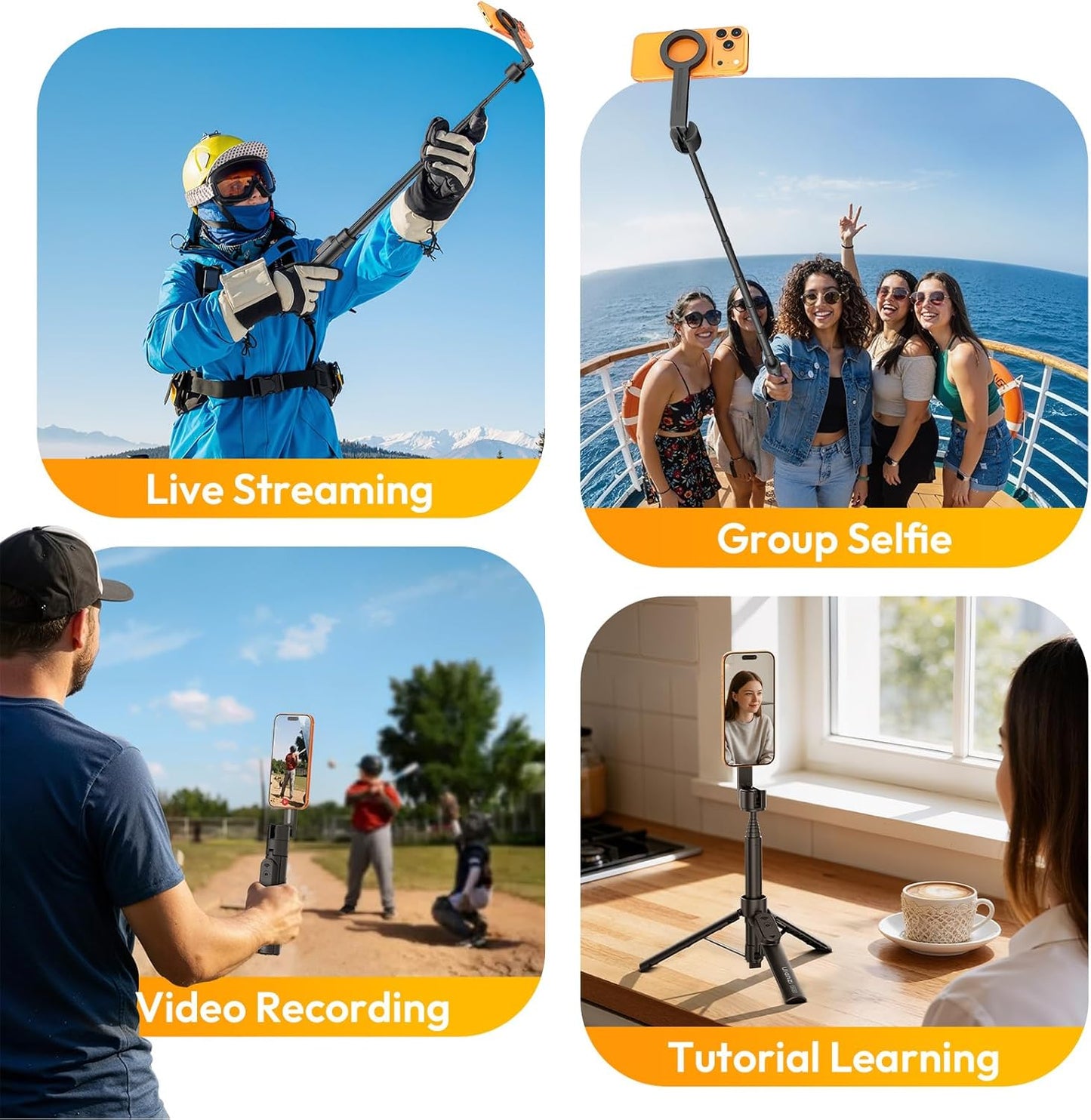 ULANZI SK26 Magnetic 44.5'' MagSafe Tripod/Selfie Stick w Remote iPhone 17 Pro & All