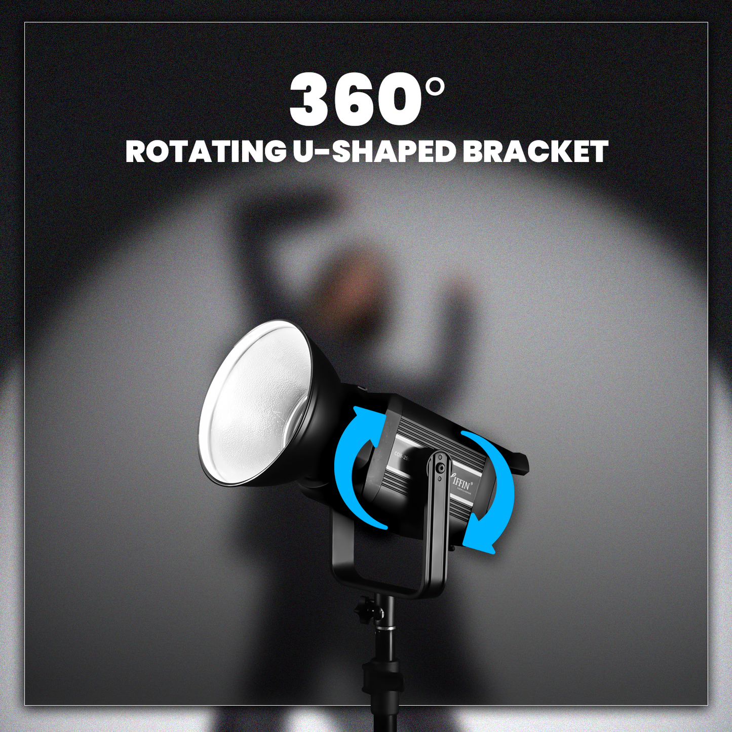 Professional 250W LED Video Light, 2800K-6800K Adjustable, 9 FX Modes Remote Control, and 10%-100% Brightness