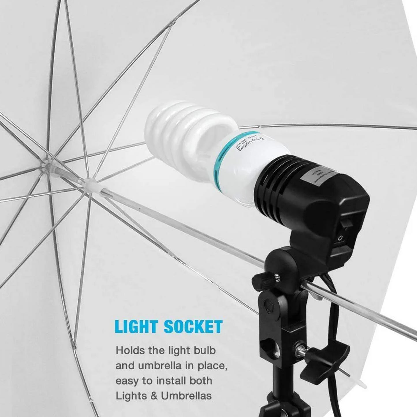HIFFIN® Imported Photography Photo Light Lamp Bulb Single Holder E27 Socket Bracket Studio EU Plug