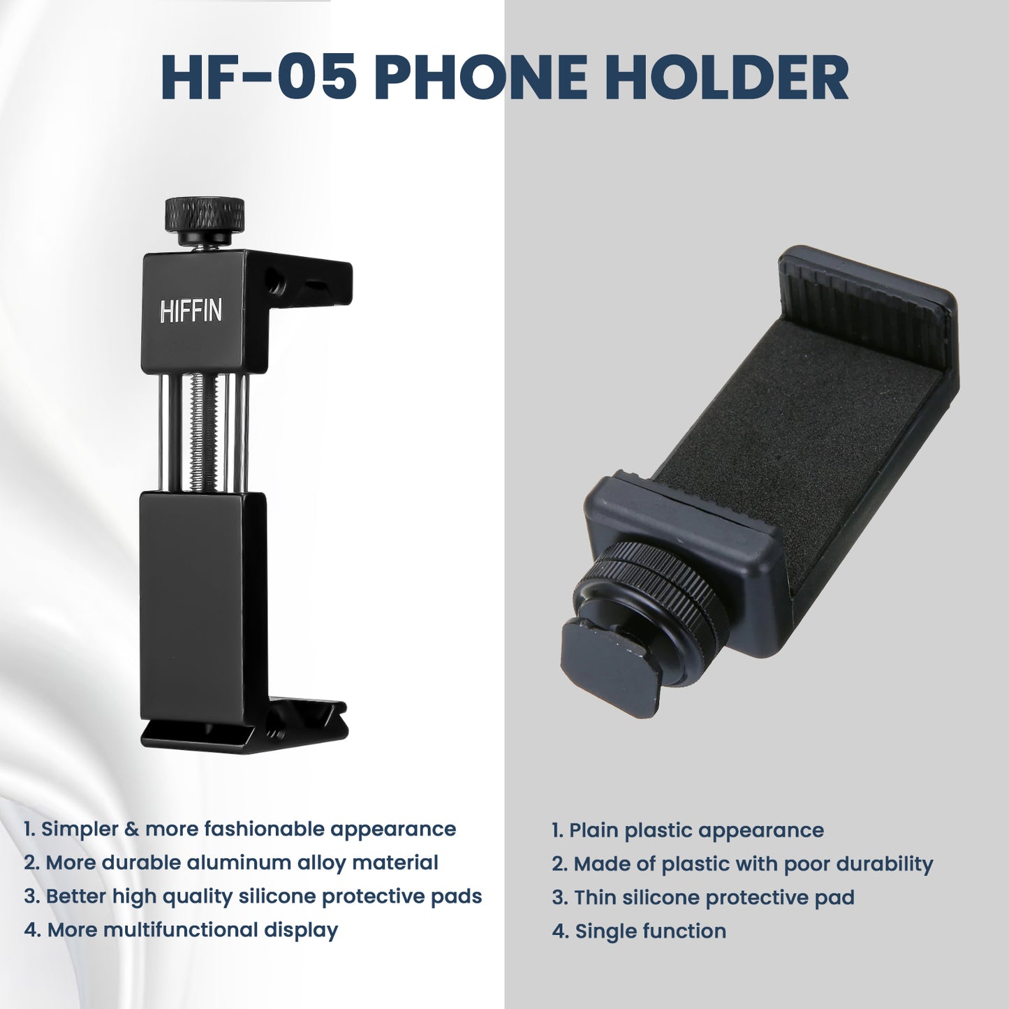 HIFFIN HF-05 Metal Phone Tripod Mount with Cold Shoe