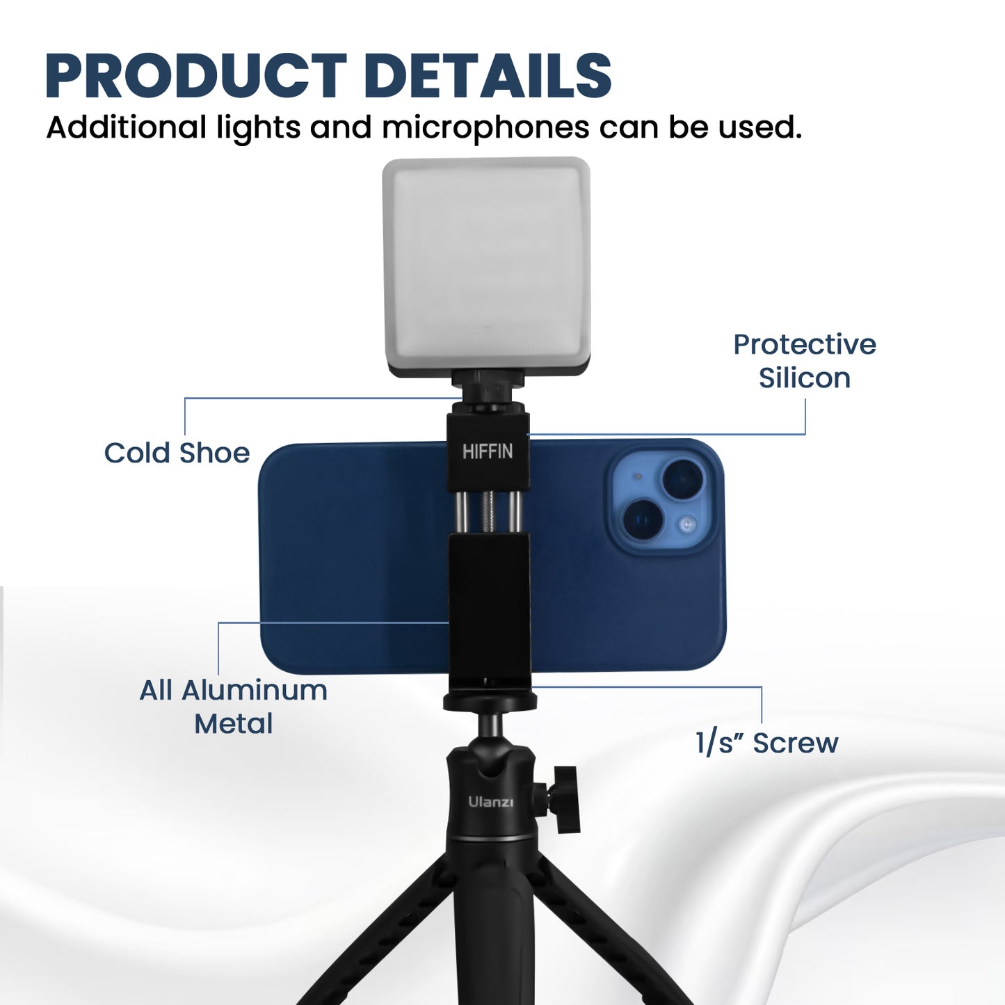 HIFFIN HF-05 Metal Phone Tripod Mount with Cold Shoe