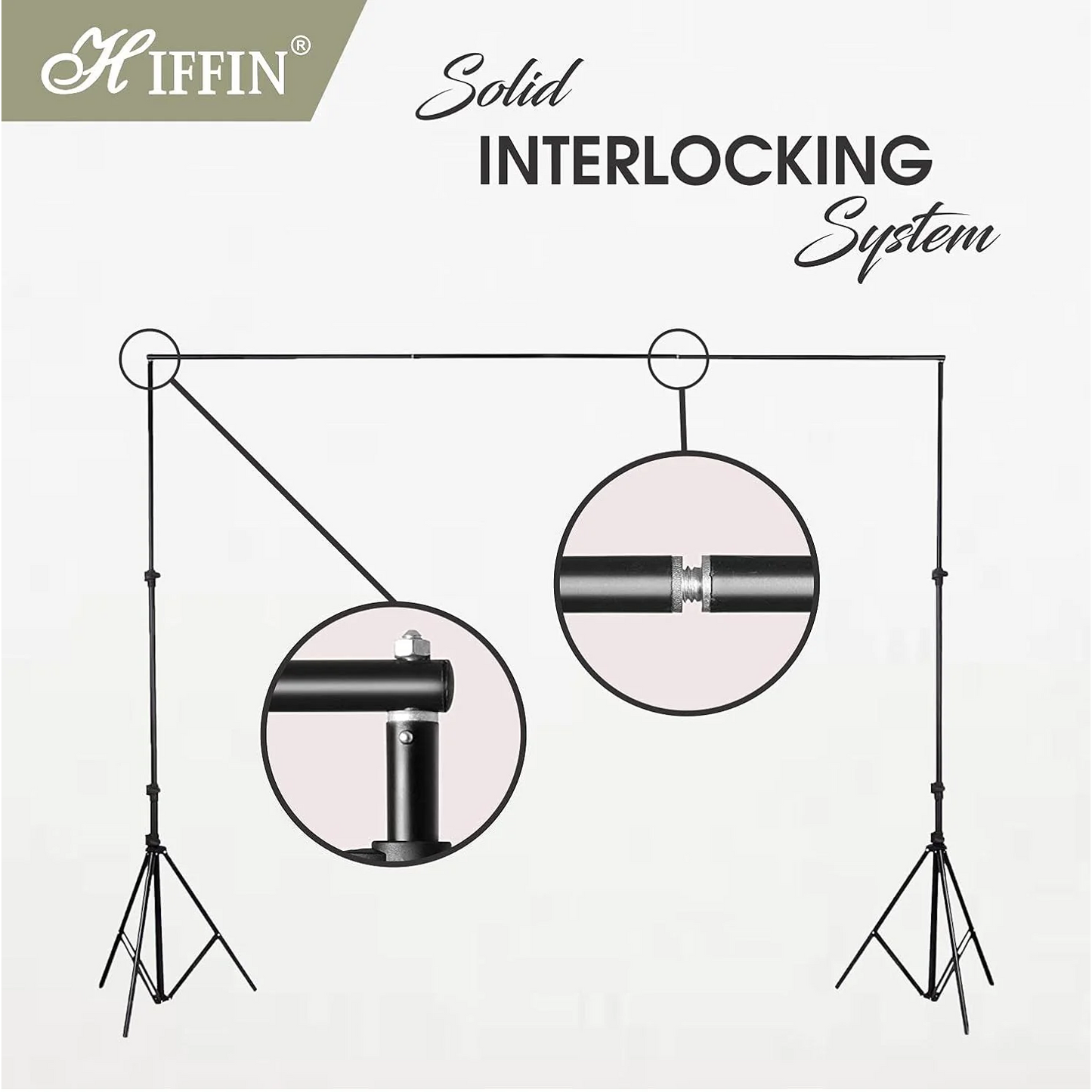 HIFFIN® Curtain Rods with Conversion Adapter Convert The Light Stand into a Background System 10Feet Rod 3 Pcs Set (Curtain Rods with conversion adapter)