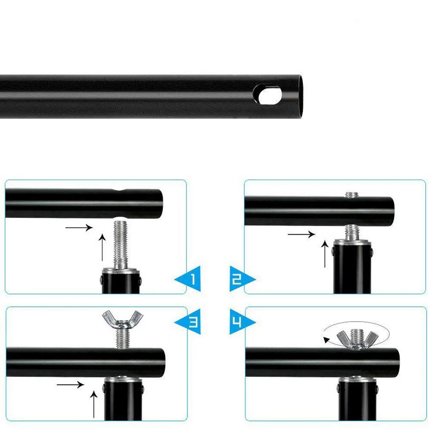 HIFFIN® Curtain Rods with Conversion Adapter Convert The Light Stand into a Background System 10Feet Rod 3 Pcs Set (Curtain Rods with conversion adapter)