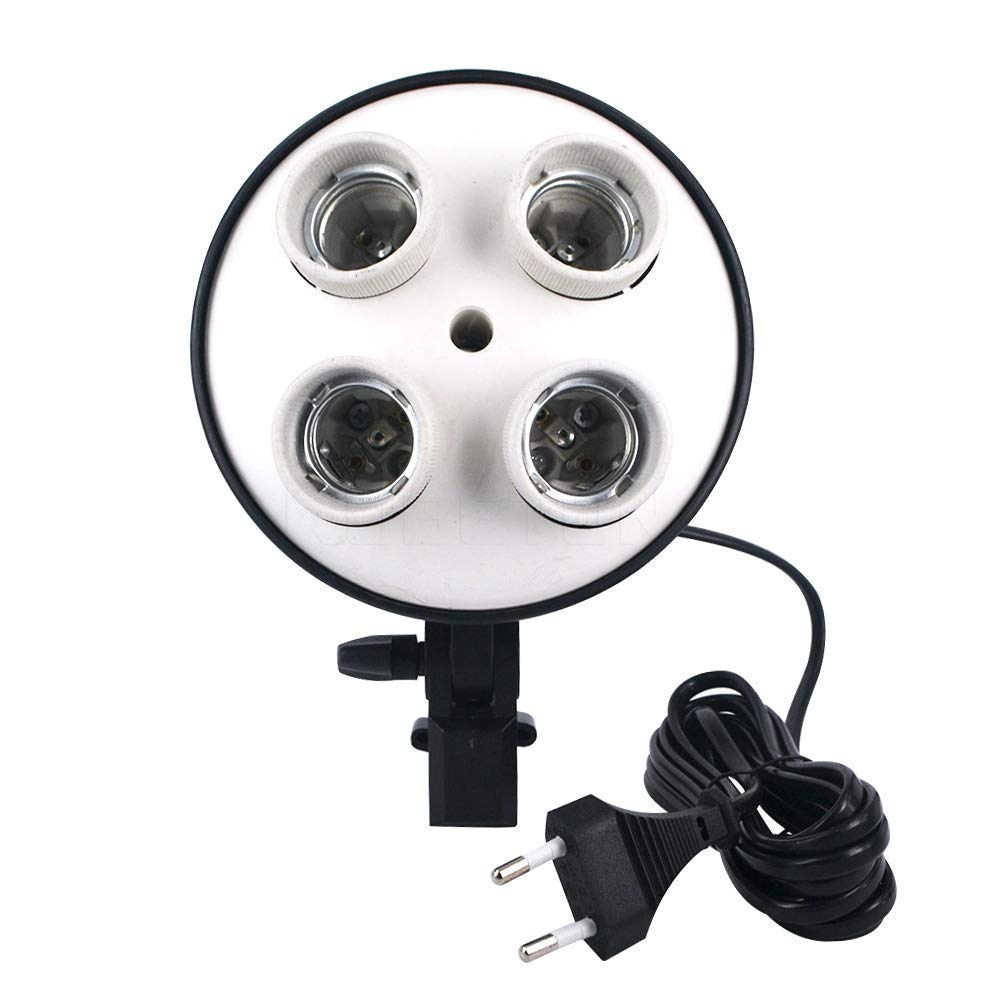 HIFFIN® Photography Photo Light Lamp Bulb Holder E27 Socket Bracket Studio EU Plug (E27 4 LAMP Holder)