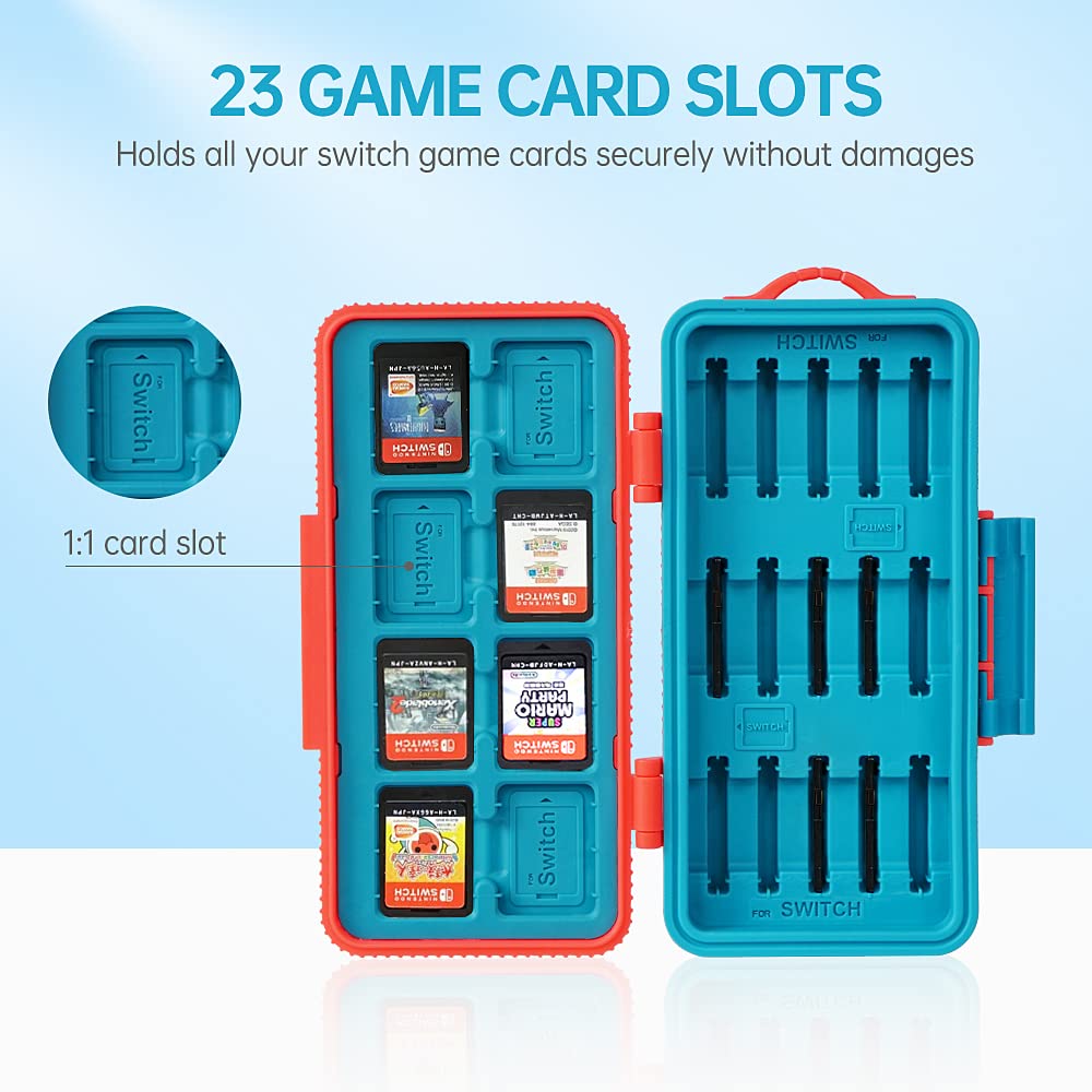 HIFFIN Large Capacity Card Case Compatible with, Protective Memory Card Holder Carrying Storage Box with 23 Cartridge Slots for Nino Switch NS NX (D950S)