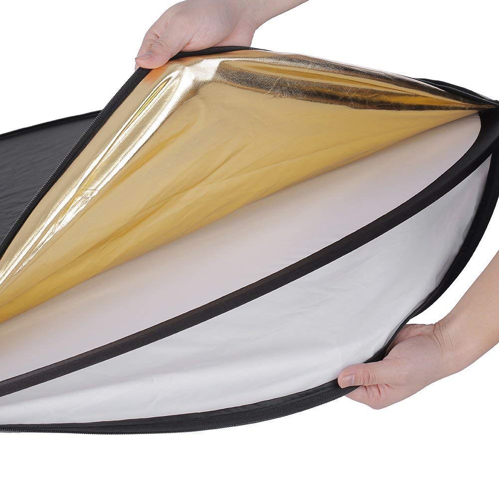 HIFFIN® Reflector 42-inch / 107 cm 5 in 1 Collapsible Multi-Disc Light Reflector with Bag - Translucent, Silver, Gold, White and Black