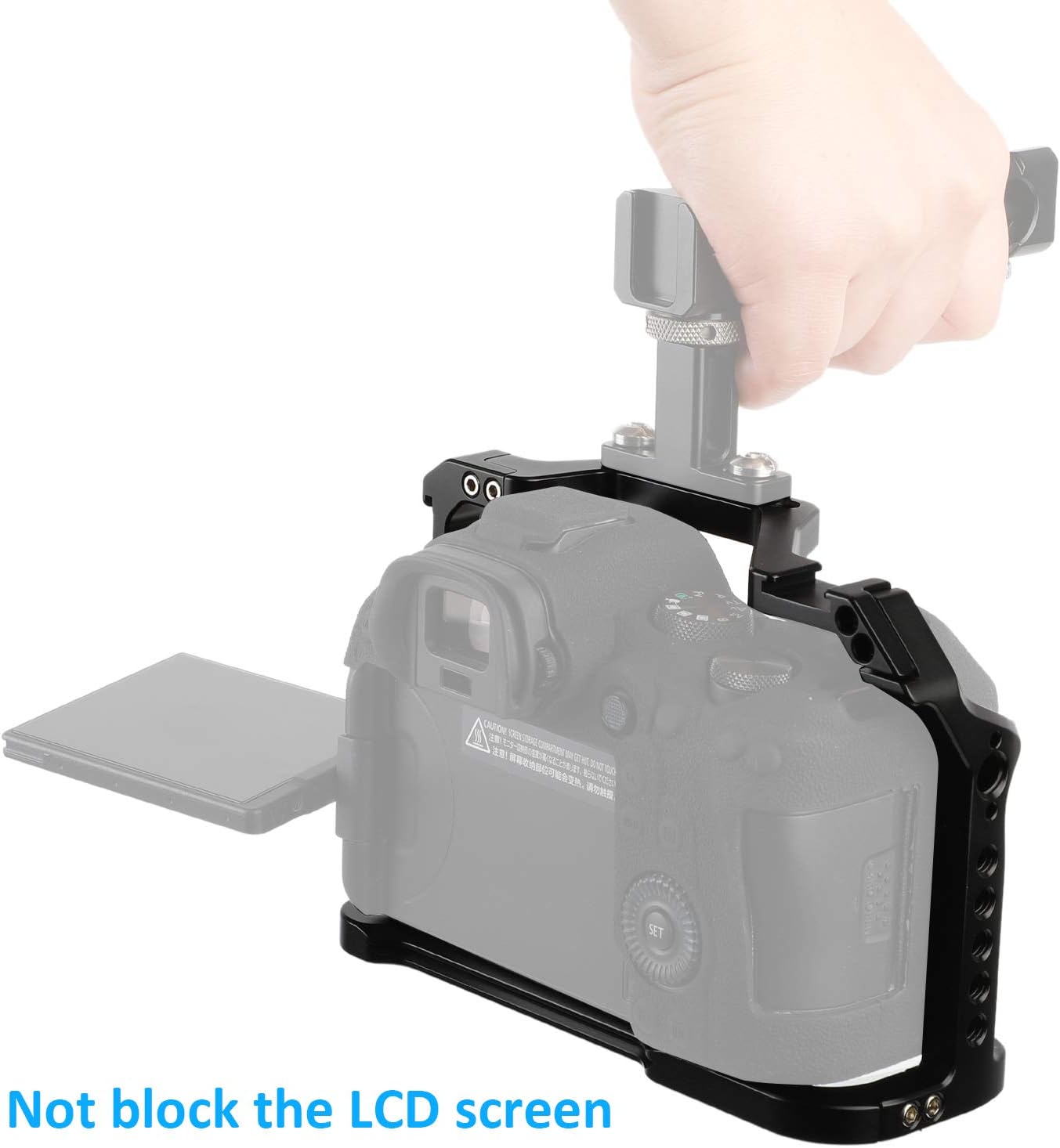 HIFFIN Camera Cage for Canon EOS R6 R5 Mirrorless Camera, Vlogging Video Shooting Filmmaking Rig Stabilizer with Dual Cold Shoe, 1/4" Mounting Points