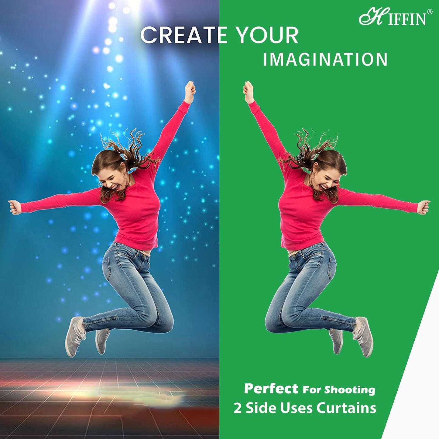 HIFFIN® 8x12 ft, 2-in-1 White Green Screen Backdrop Reversible Photography Backdrop Background, Chromakey Green Screen White Backdrop for Photoshoot Televison Zoom Live Streaming