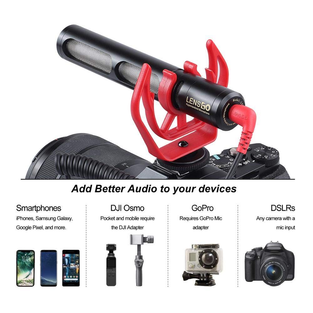 LYM-DMM2 Super Cardioid Video Recording DSLR/Camcorder/Phone Condenser Microphone for Canon Sony Nikon