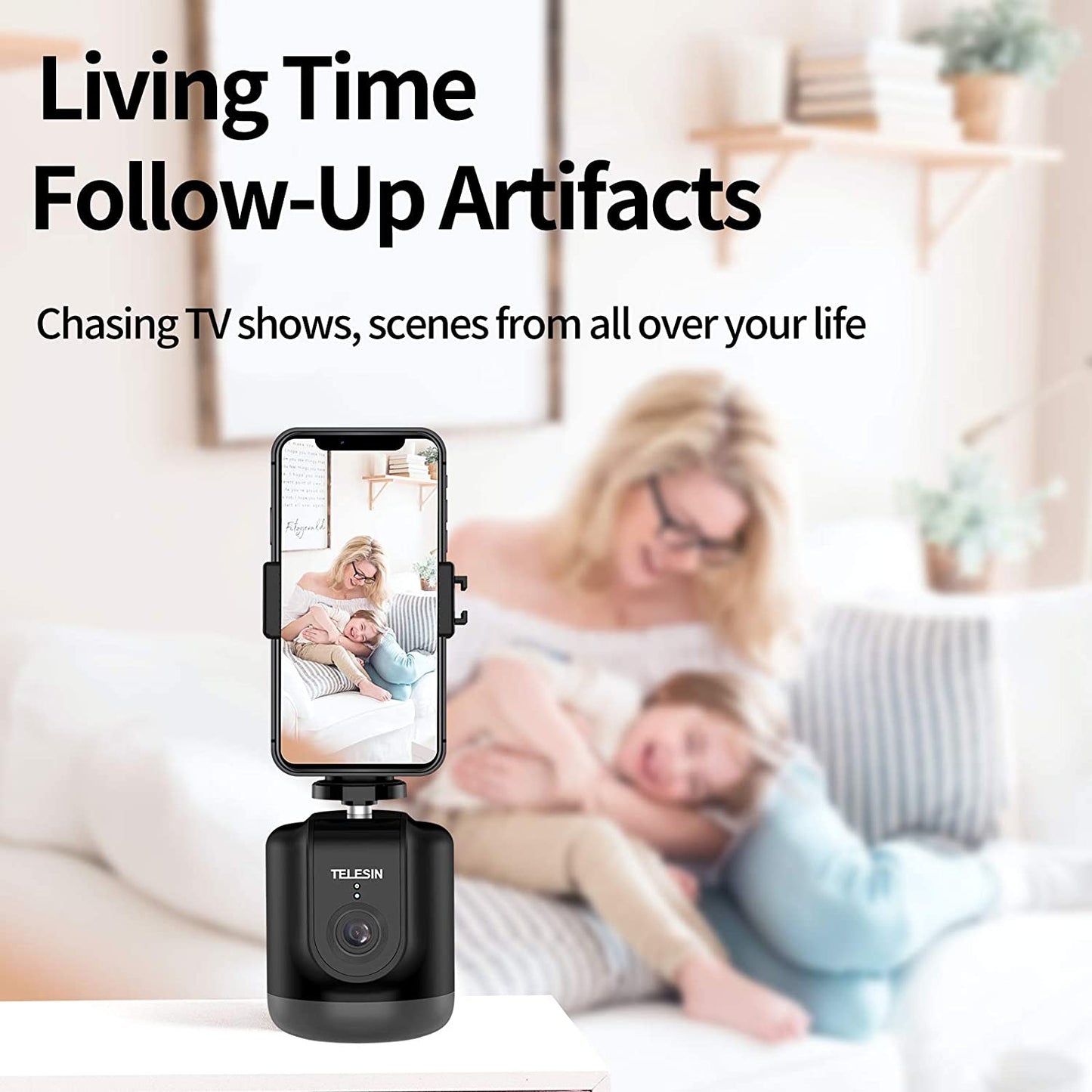 TELESIN 360 Rotation Fast Face & Object Tracking Cameraman Robot Mount Holder for Phone and Camera Video Vlog Live Streaming Meeting
