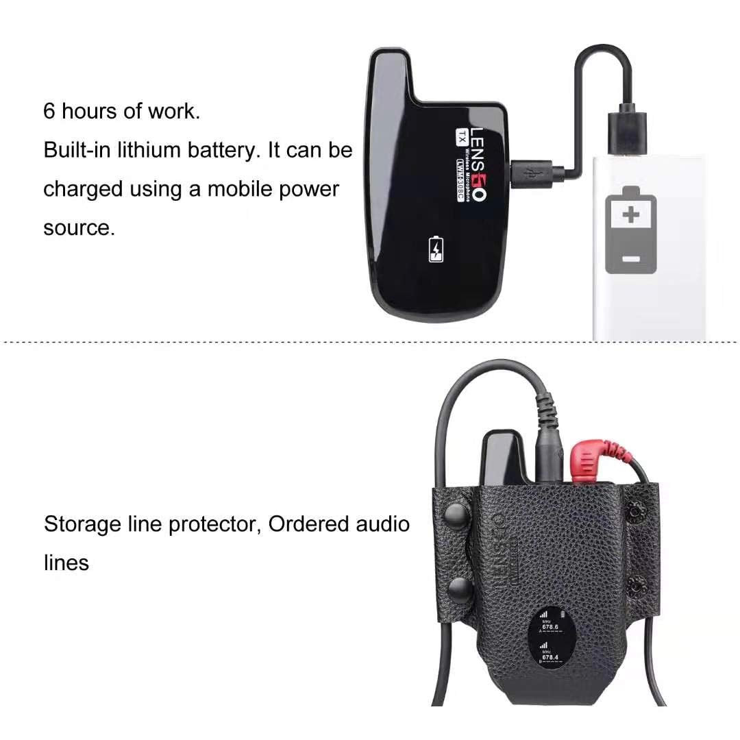 LENSGO LWM-308C Dual-Channels Lavalier Wireless Microphone - 2 Transmitter & 1 Receiver 50 Meter Range 8 Hour Battery for DSLR Camera Smartphones Gimbal Video Vlog Interview Clip-on Lapel Mic (2 TX & 1 RX)