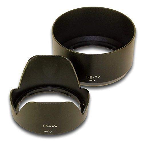 HIFFIN® Lens Hood HB-N106 And HB-77 For Nikon af-9 18-55mm & Nikon 70-300mm Lens D3500, D3400, D5600 Kit (Bayonet Type Lens Hood HB-N 106 And HB-77 Lens Hood Combo)