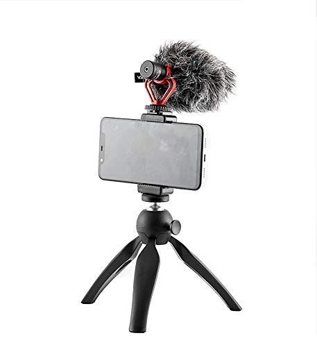 HIFFIN® VB-S700 Phone Tripod Mount with Cold Shoe Mount for Microphone LED Light with 1/4'' Tripod Screw Compatible with iPhone/Oneplus/Mi/Oppo & Other Smartphones Vlogging Accessories