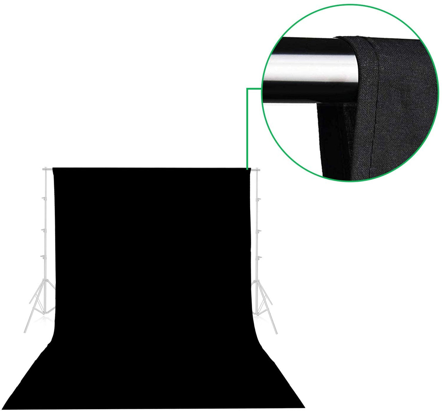 HIFFIN® 8 x 12 FT Black LEKERA Backdrop Photo Light Studio Photography Background with 4pcs Backdrop Support Spring Clamp 4.3"/11cm.