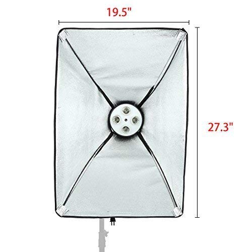 HIFFIN® Set Photography Equipment Kit 50cmx70cm Softbox with 4 in 1 E27 Photo Studio Bulb Holder Base Socket Lamp Bulb Holder Adapter for Photo Video Studio Softbox Video Light - Black